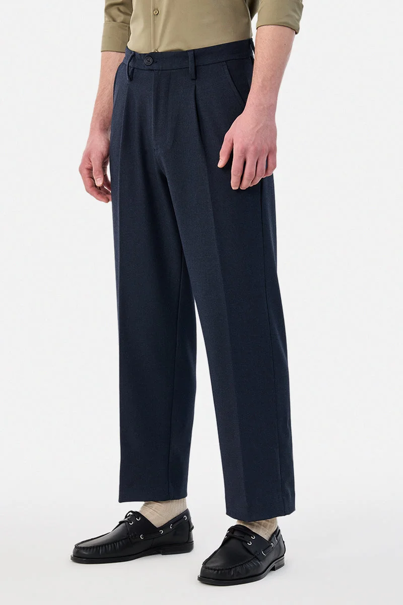 Snitch Navy Baggy Stretch Trousers for Men | Best Price UAE